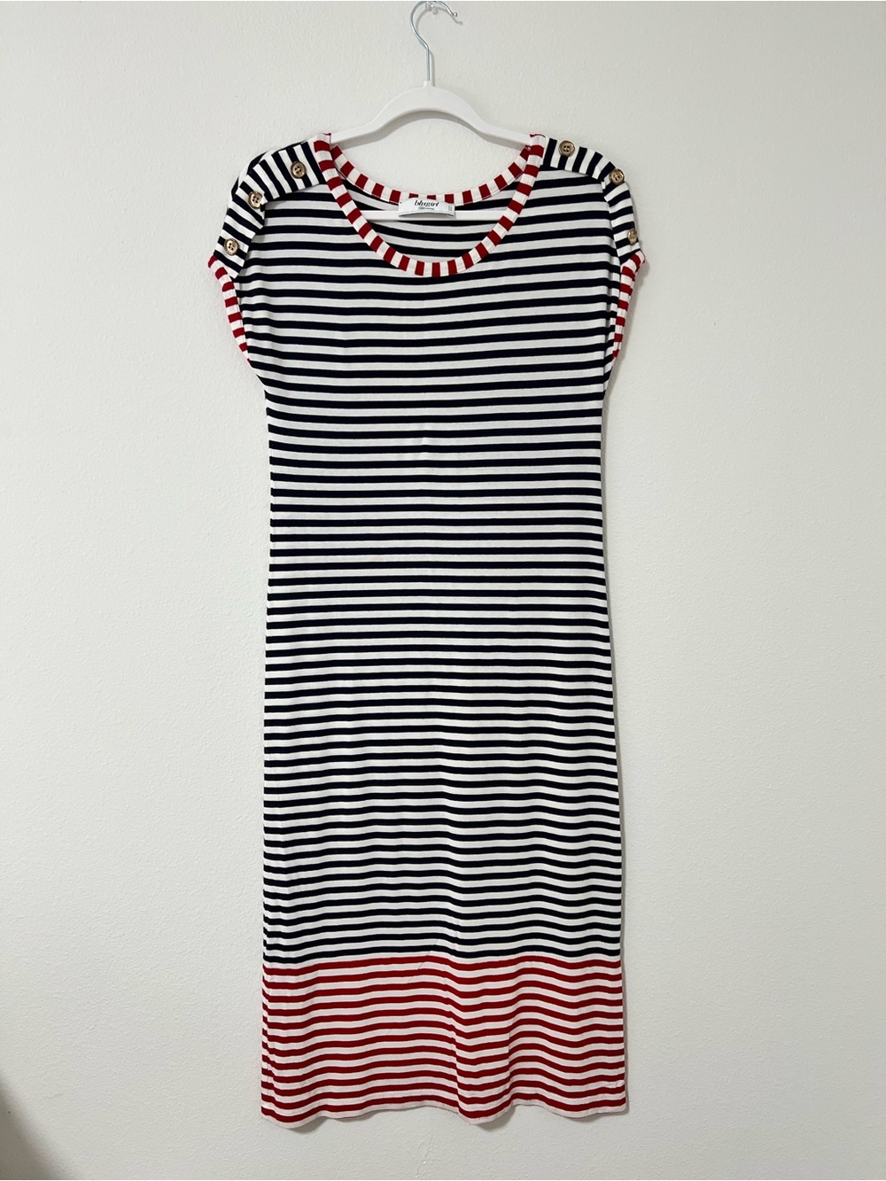 Blugirl Blumarine Navy and White Striped Dress